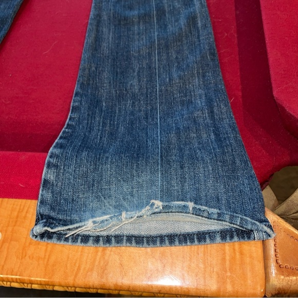 7 for all Mankind "A Pocket”Bootcut blue Jeans Frayed Cuff Flared Cotton size 28 - Picture 10 of 13